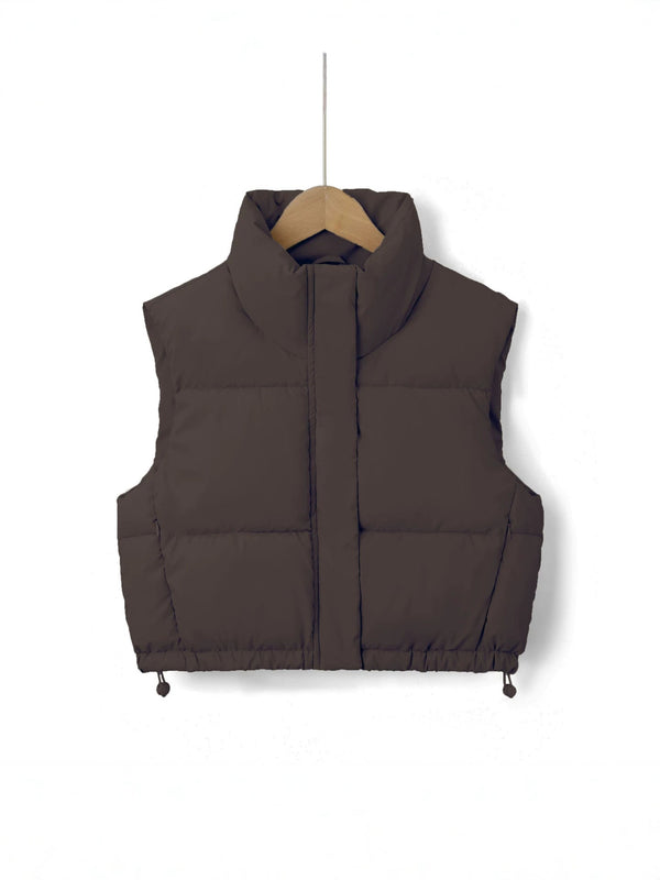 Damen-Steppweste mit Stehkragen und Kordelzug am Saum-Vests for women-Alpenkind