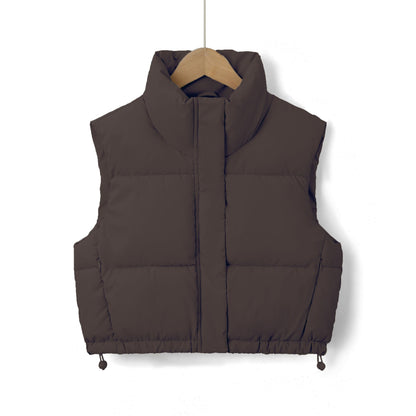 Damen-Steppweste mit Stehkragen und Kordelzug am Saum-Vests for women-Alpenkind