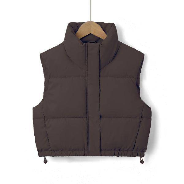 Damen-Steppweste mit Stehkragen und Kordelzug am Saum-Vests for women-Alpenkind