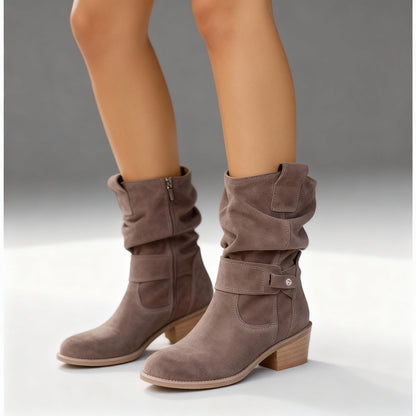 Damen-Stiefel aus Wildleder mit gerafftem Schaft-Footwear for women-Alpenkind