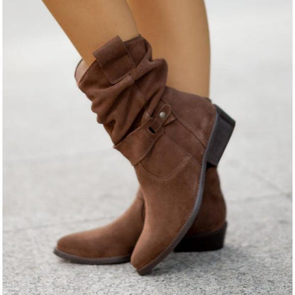 Damen-Stiefel aus Wildleder mit gerafftem Schaft-Footwear for women-Alpenkind