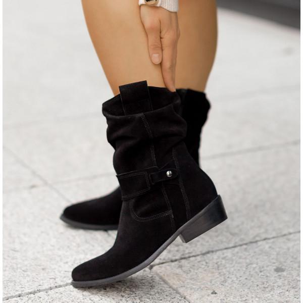 Damen-Stiefel aus Wildleder mit gerafftem Schaft-Footwear for women-Alpenkind
