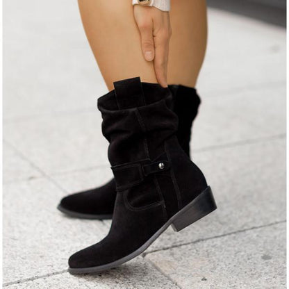 Damen-Stiefel aus Wildleder mit gerafftem Schaft-Footwear for women-Alpenkind