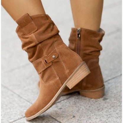 Damen-Stiefel aus Wildleder mit gerafftem Schaft-Footwear for women-Alpenkind