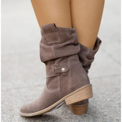 Damen-Stiefel aus Wildleder mit gerafftem Schaft-Footwear for women-Alpenkind