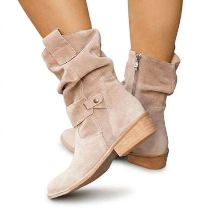 Damen-Stiefel aus Wildleder mit gerafftem Schaft-Footwear for women-Alpenkind