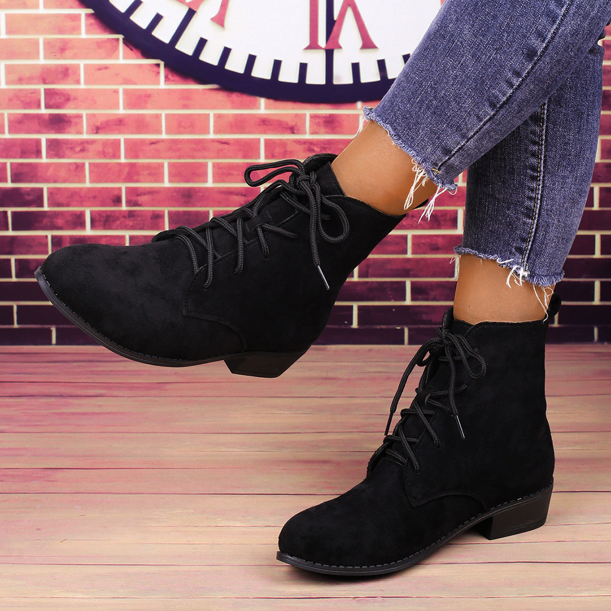 Damen-Stiefeletten mit Blockabsatz und Schnürung-Footwear for women-Alpenkind