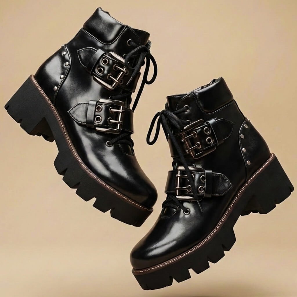 Damen-Stiefeletten mit Leopardenmuster und Schnallenriemen-Footwear for women-Alpenkind