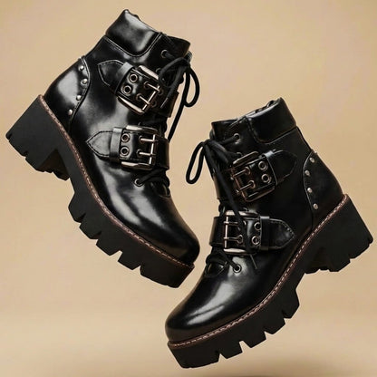 Damen-Stiefeletten mit Leopardenmuster und Schnallenriemen-Footwear for women-Alpenkind