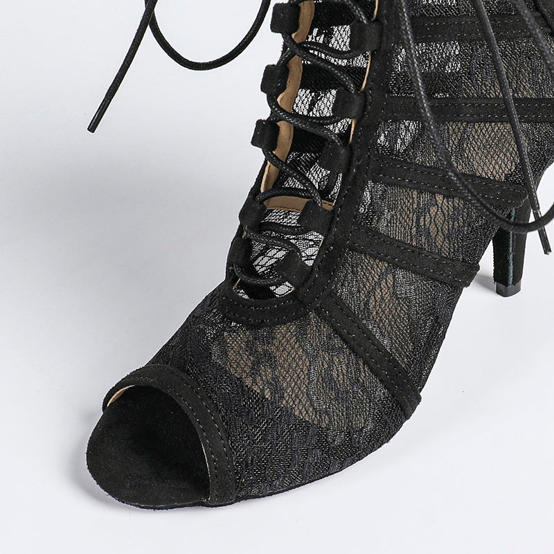 Damen Stiefeletten mit offener Zehenpartie und Schnürverschluss-Footwear for women-Alpenkind