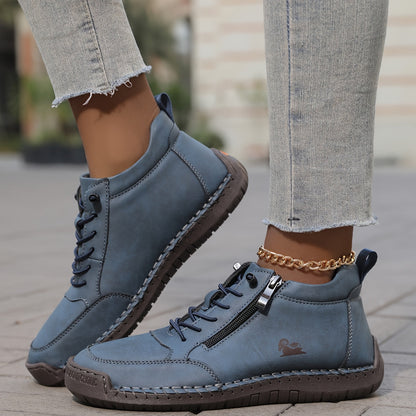 Damen-Stiefeletten mit seitlichem Reißverschluss und Schnürung-Footwear for women-Alpenkind