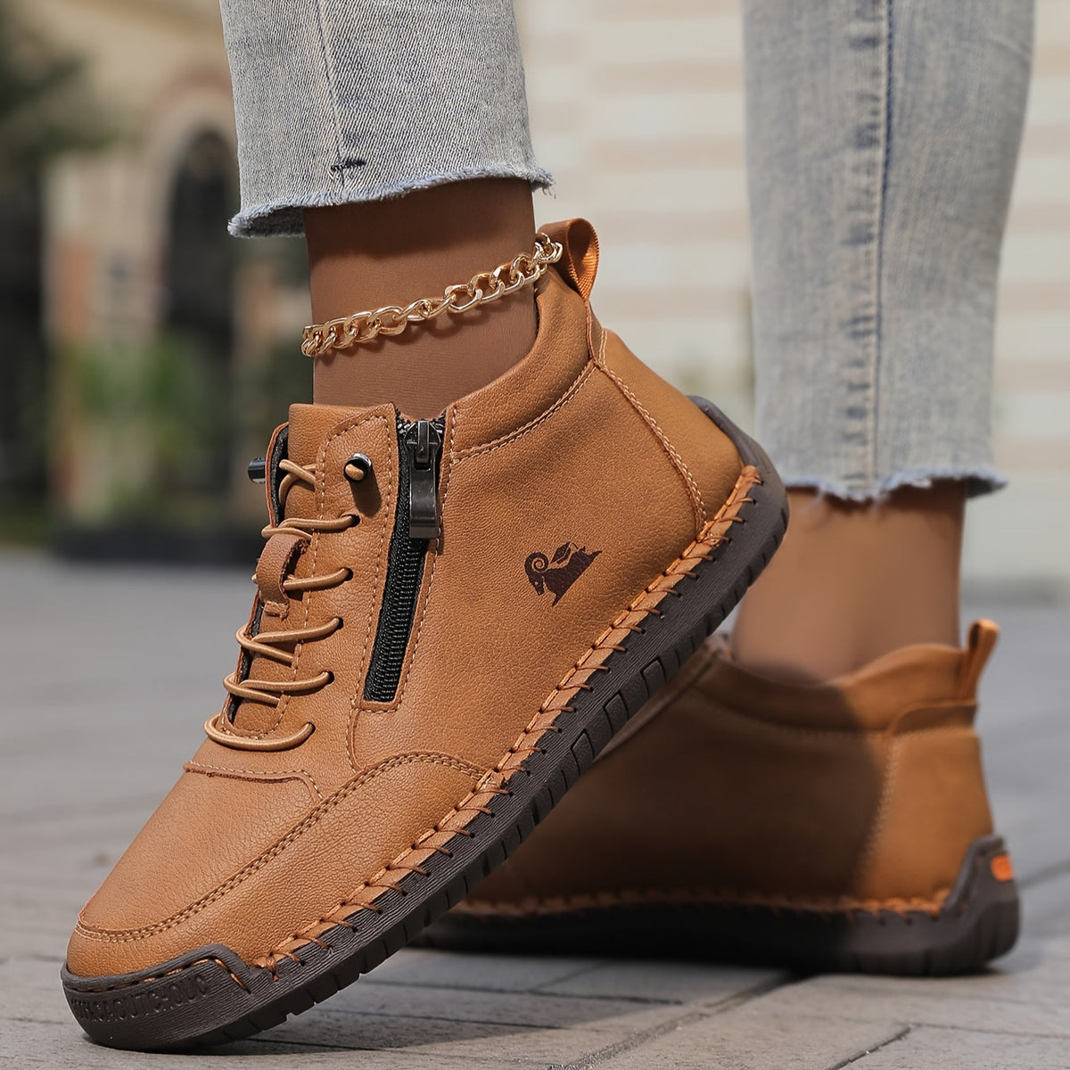 Damen-Stiefeletten mit seitlichem Reißverschluss und Schnürung-Footwear for women-Alpenkind