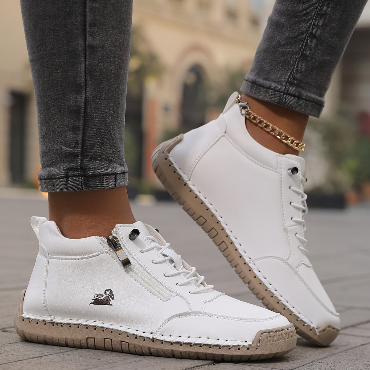 Damen-Stiefeletten mit seitlichem Reißverschluss und Schnürung-Footwear for women-Alpenkind