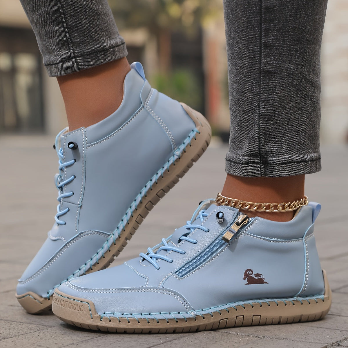 Damen-Stiefeletten mit seitlichem Reißverschluss und Schnürung-Footwear for women-Alpenkind