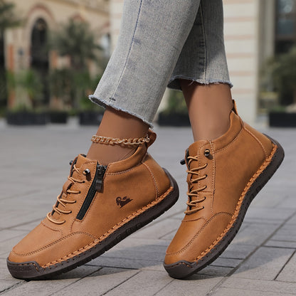 Damen-Stiefeletten mit seitlichem Reißverschluss und Schnürung-Footwear for women-Alpenkind