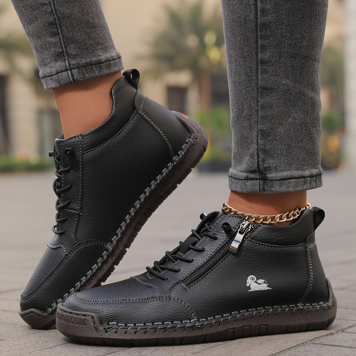 Damen-Stiefeletten mit seitlichem Reißverschluss und Schnürung-Footwear for women-Alpenkind