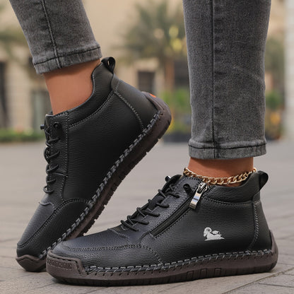 Damen-Stiefeletten mit seitlichem Reißverschluss und Schnürung-Footwear for women-Alpenkind