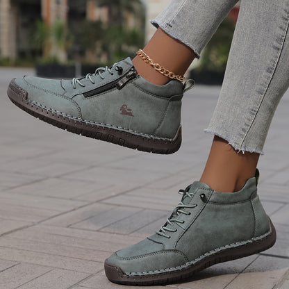 Damen-Stiefeletten mit seitlichem Reißverschluss und Schnürung-Footwear for women-Alpenkind