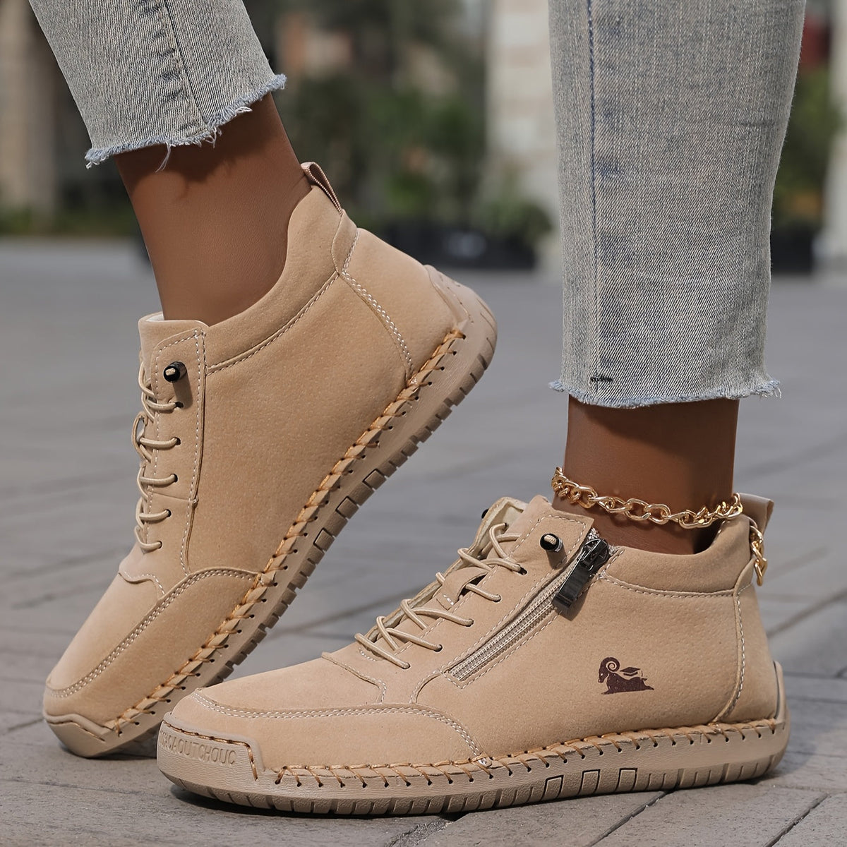 Damen-Stiefeletten mit seitlichem Reißverschluss und Schnürung-Footwear for women-Alpenkind