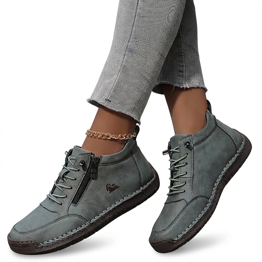 Damen-Stiefeletten mit seitlichem Reißverschluss und Schnürung-Footwear for women-Alpenkind