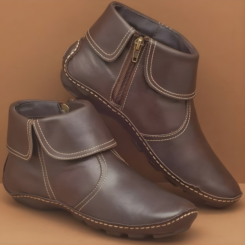 Damen-Stiefeletten mit seitlichem Reißverschluss und umgeschlagenem Schaft-Footwear for women-Alpenkind