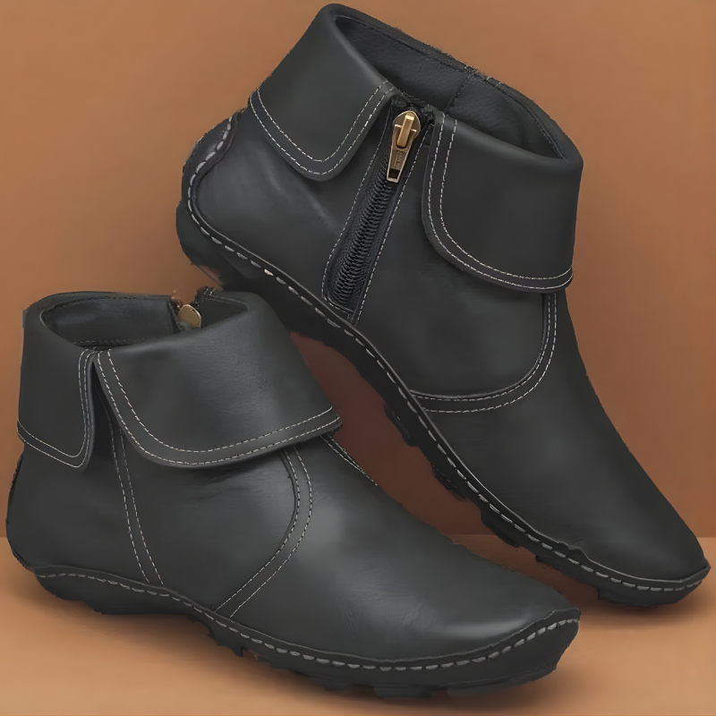 Damen-Stiefeletten mit seitlichem Reißverschluss und umgeschlagenem Schaft-Footwear for women-Alpenkind