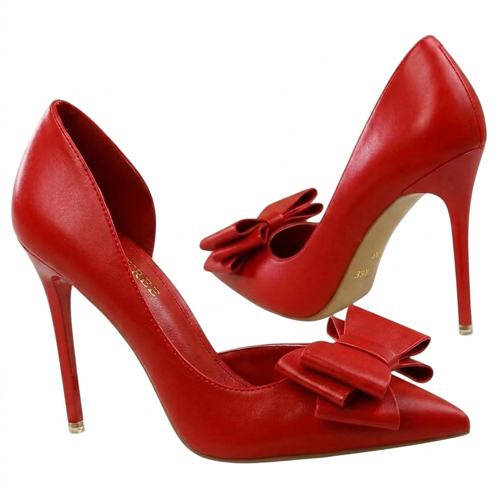 Damen-Stiletto-Pumps mit spitzer Zehenpartie und Schleifendetail-Footwear for women-Alpenkind