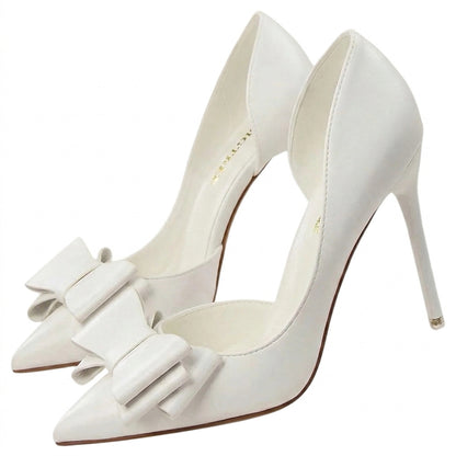 Damen-Stiletto-Pumps mit spitzer Zehenpartie und Schleifendetail-Footwear for women-Alpenkind