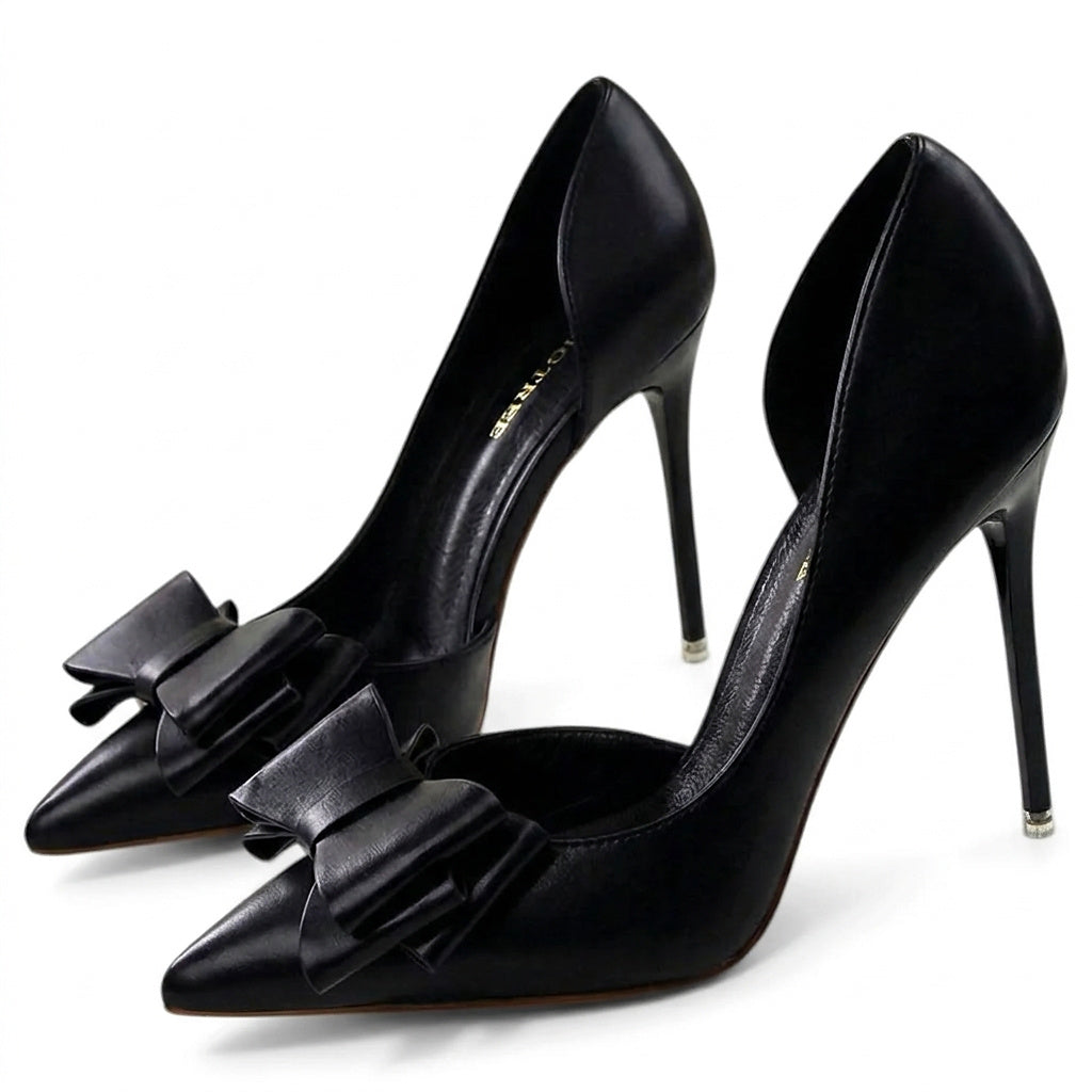 Damen-Stiletto-Pumps mit spitzer Zehenpartie und Schleifendetail-Footwear for women-Alpenkind