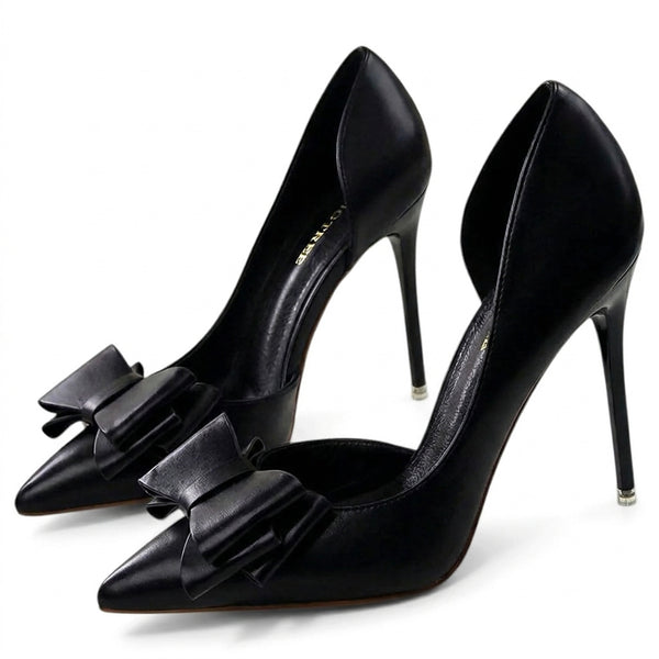 Damen-Stiletto-Pumps mit spitzer Zehenpartie und Schleifendetail-Footwear for women-Alpenkind