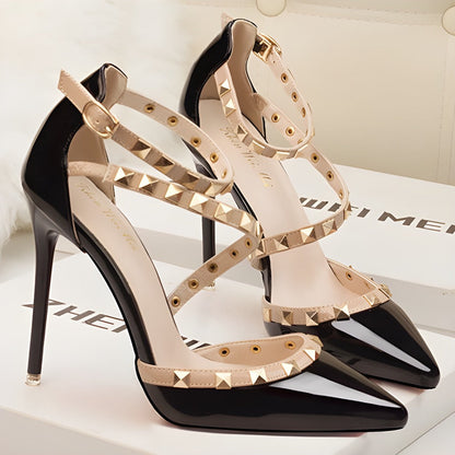 Damen-Stilettos mit spitzer Zehenpartie und Nieten-Footwear for women-Alpenkind