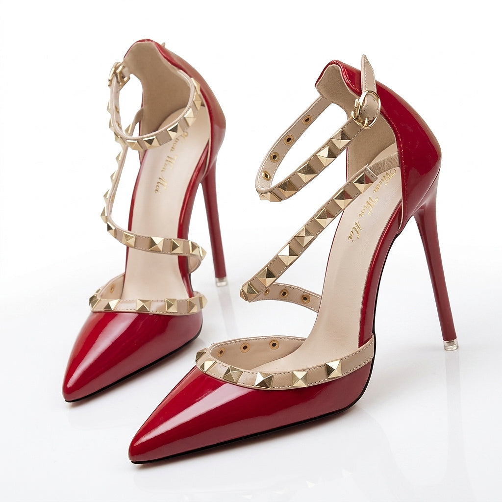 Damen-Stilettos mit spitzer Zehenpartie und Nieten-Footwear for women-Alpenkind