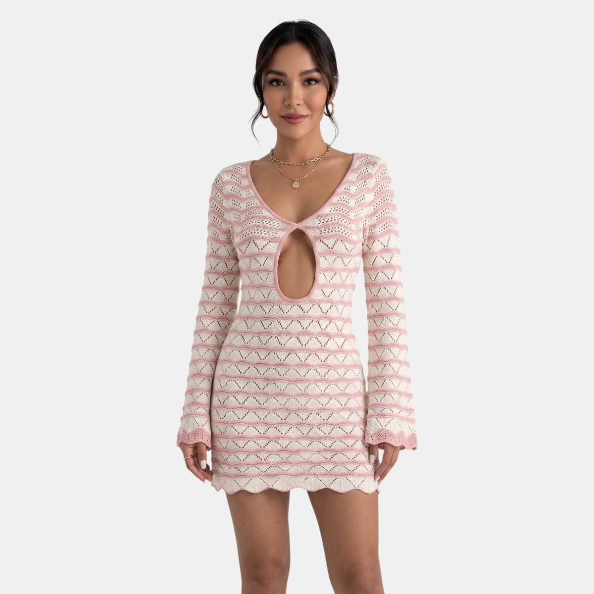 Damen-Strick-Minikleid mit Cut-out-Detail-Mini Dress-Alpenkind
