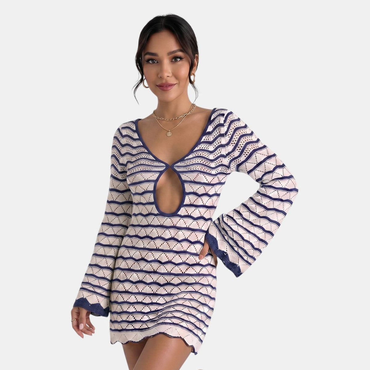 Damen-Strick-Minikleid mit Cut-out-Detail-Mini Dress-Alpenkind
