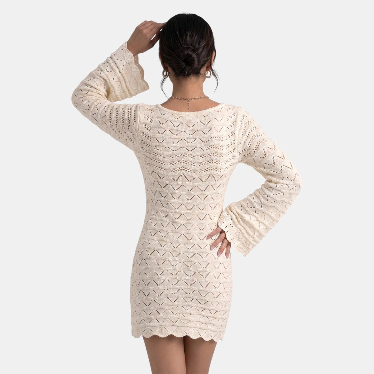 Damen-Strick-Minikleid mit Cut-out-Detail-Mini Dress-Alpenkind
