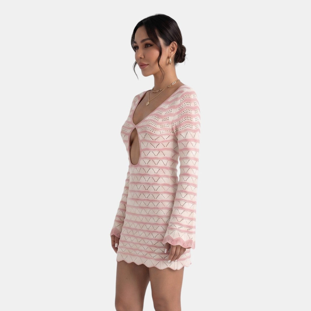 Damen-Strick-Minikleid mit Cut-out-Detail-Mini Dress-Alpenkind