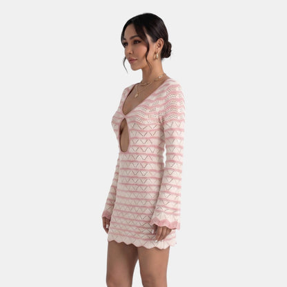 Damen-Strick-Minikleid mit Cut-out-Detail-Mini Dress-Alpenkind