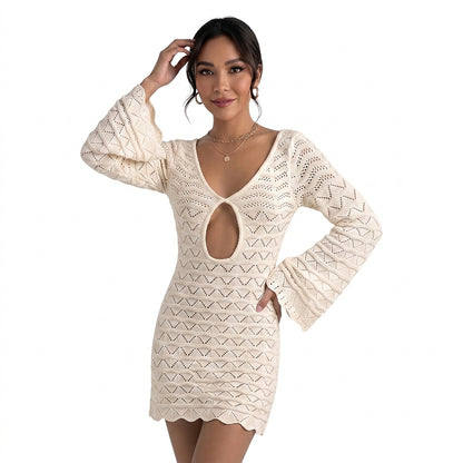 Damen-Strick-Minikleid mit Cut-out-Detail-Mini Dress-Alpenkind