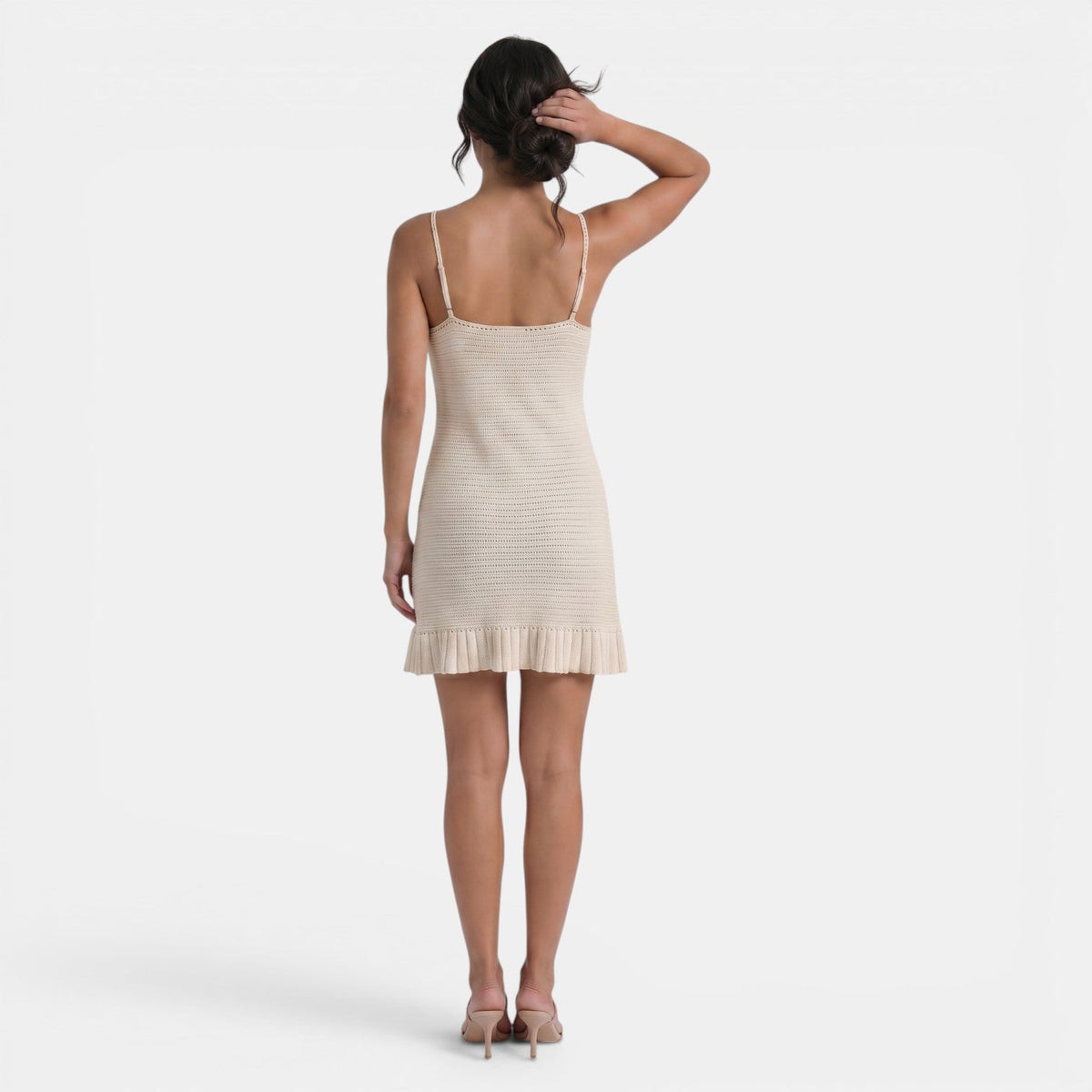 Damen-Strick-Minikleid mit gerüschtem Saum-Mini Dress-Alpenkind