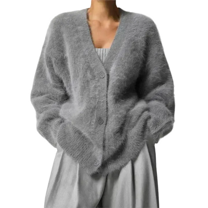 Damen Strickcardigan mit V-Ausschnitt-Women Sweaters-Alpenkind