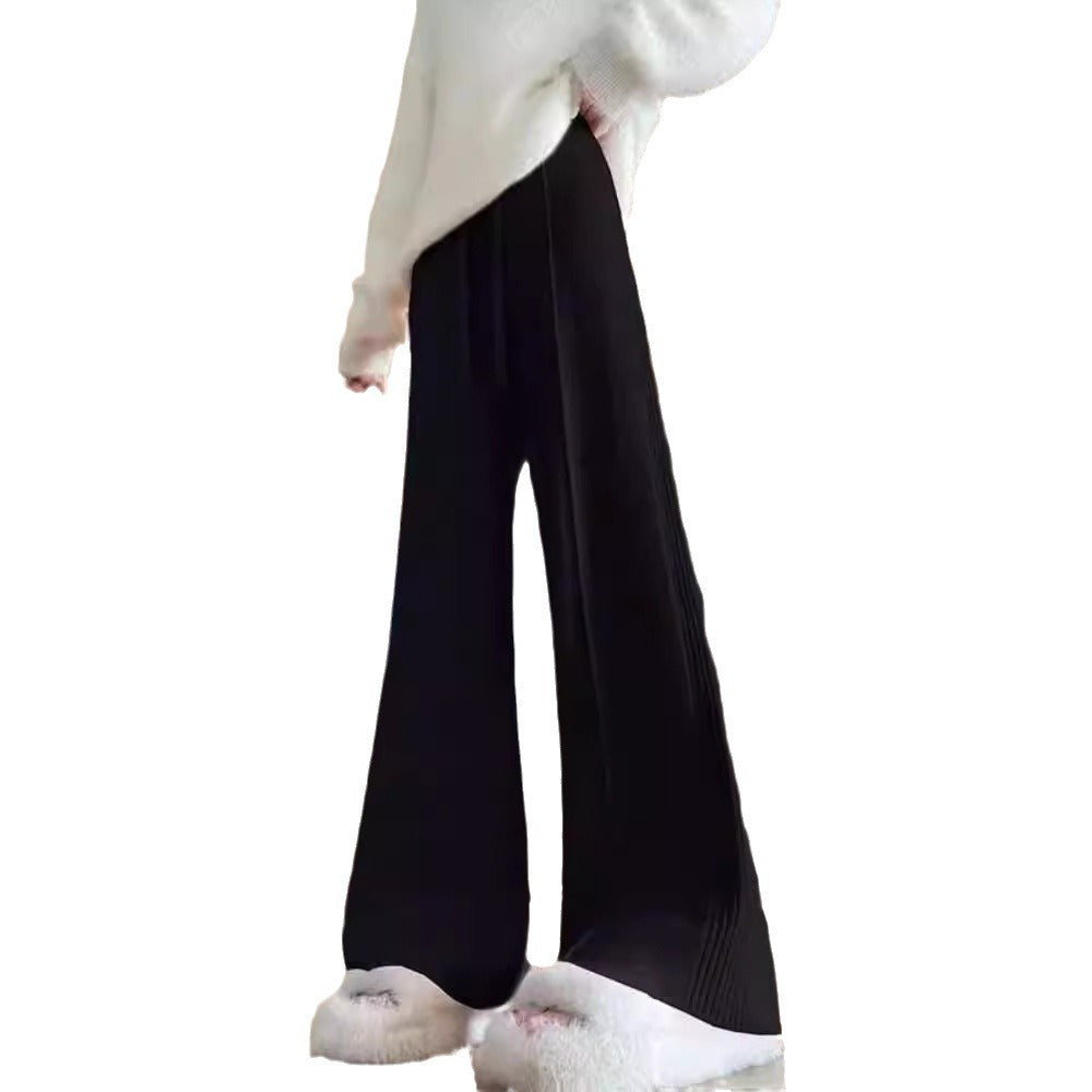 Damen Strickhose mit weitem Bein und elastischem Bund-Women Pants-Alpenkind