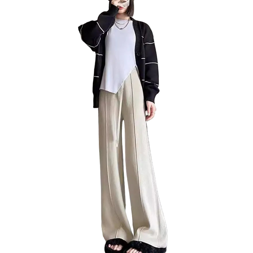 Damen Strickhose mit weitem Bein und elastischem Bund-Women Pants-Alpenkind
