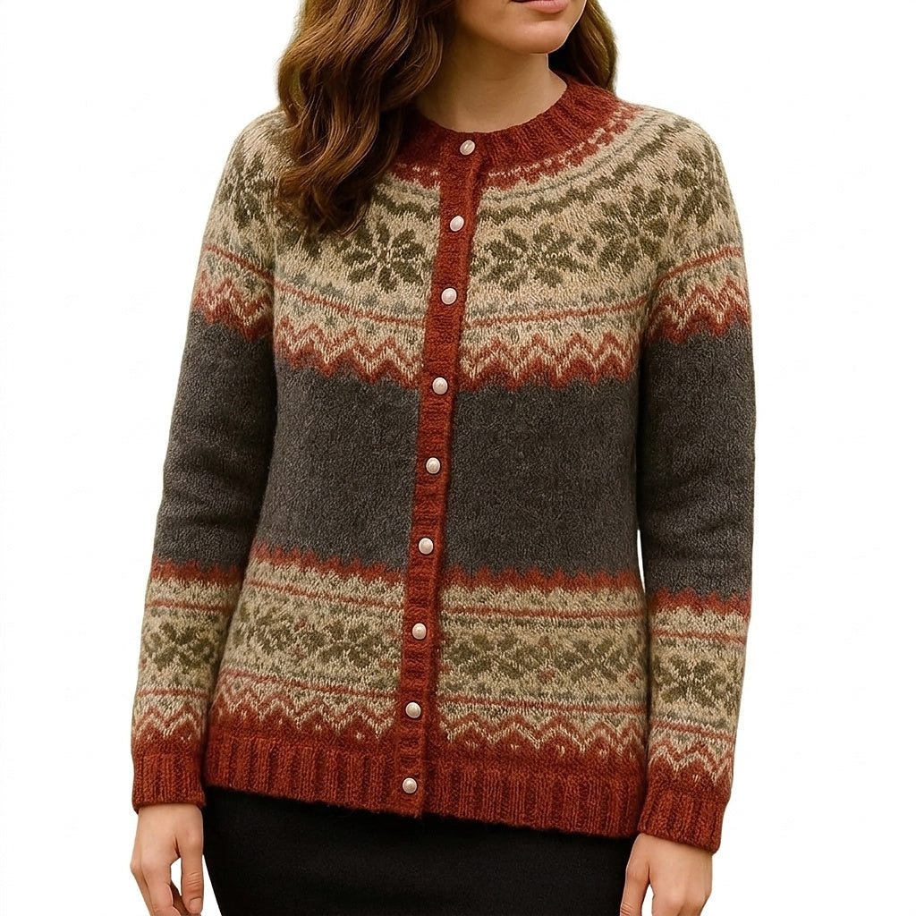 Damen-Strickjacke mit Fair-Isle-Muster-Cardigans for women-Alpenkind