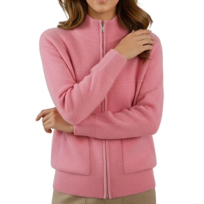 Damen Strickjacke mit Reißverschluss und aufgesetzten Taschen-Women cardigans-Alpenkind