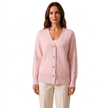 Damen-Strickjacke mit V-Ausschnitt und Herzknöpfen-Cardigans for women-Alpenkind