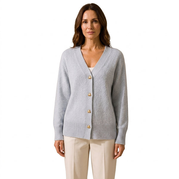 Damen-Strickjacke mit V-Ausschnitt und Herzknöpfen-Cardigans for women-Alpenkind
