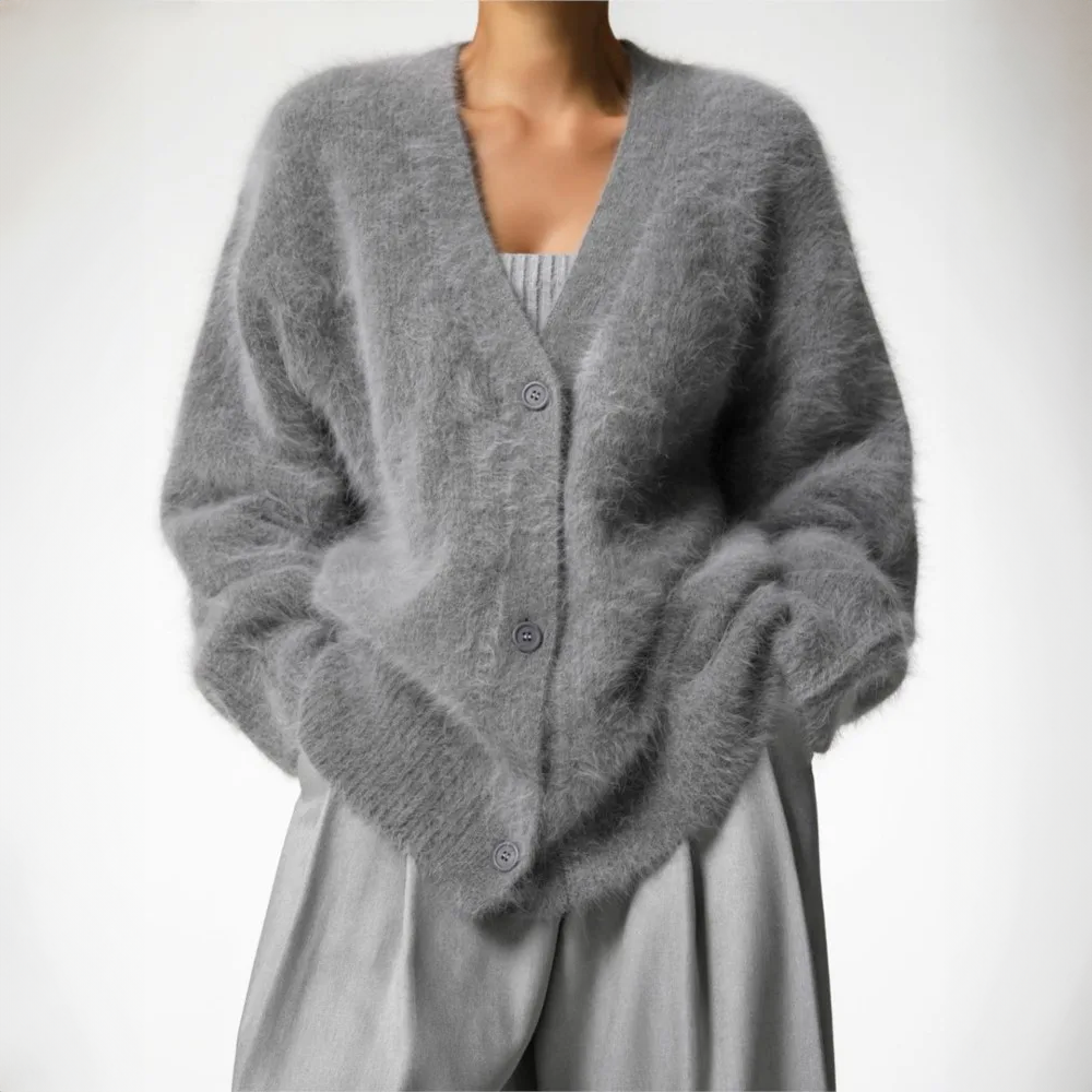 Damen Strickjacke mit V-Ausschnitt und Knopfleiste-Jacket for women-Alpenkind