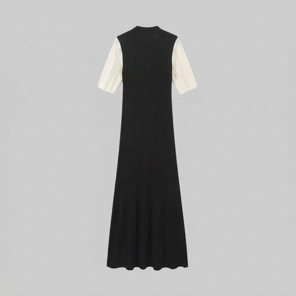 Damen-Strickkleid mit Kragen und Knopfleiste-Midi Dress-Alpenkind
