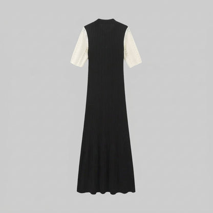 Damen-Strickkleid mit Kragen und Knopfleiste-Midi Dress-Alpenkind