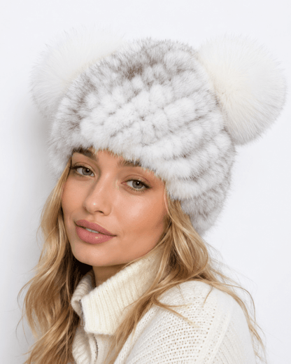 Damen-Strickmütze mit zwei Bommeln-Hat for women-Alpenkind